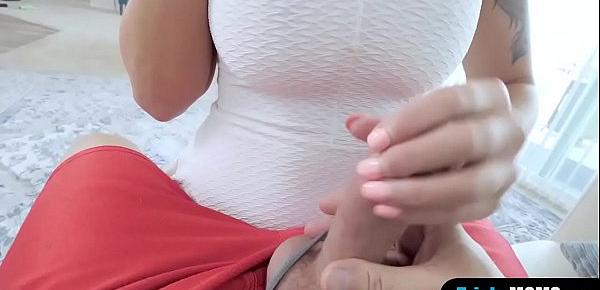  My busty mommy blows me while husband is on the phone